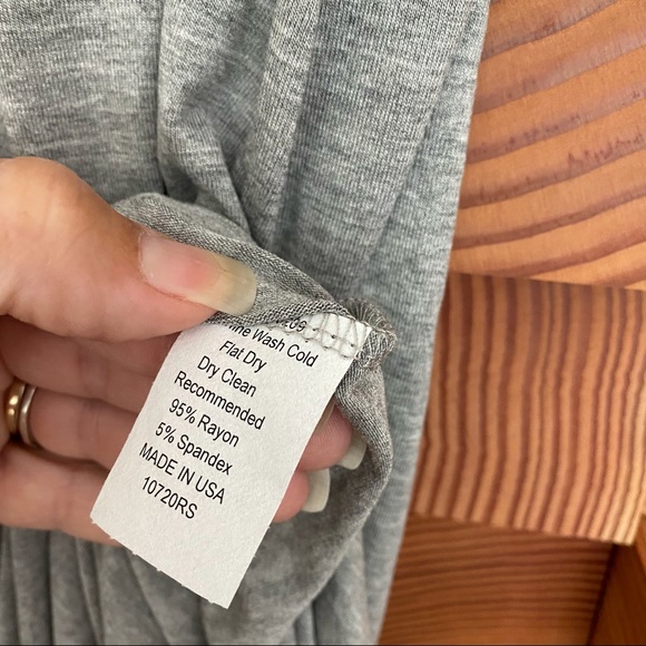 Woman’s Nordstrom Gray V Neck Side Slit, Long Tee Dress NWOT - Picture 10 of 11
